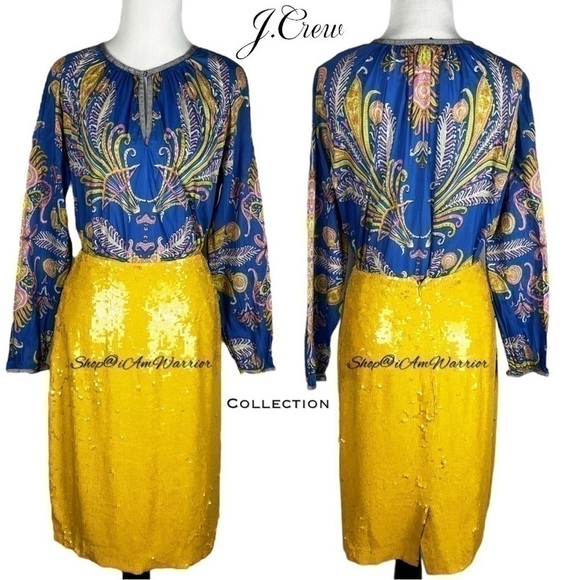 J.Crew Collection rare silk marigold sequin no.2 pencil skirt @shop@iamwarrior - Picture 3 of 10
